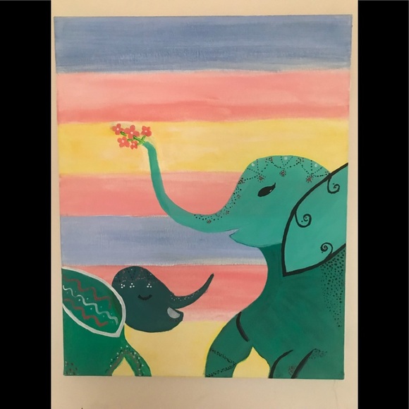 Elephant painted canvas - Picture 1 of 8